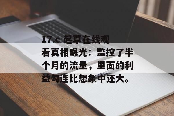 17.c 起草在线观看真相曝光：监控了半个月的流量，里面的利益勾连比想象中还大。